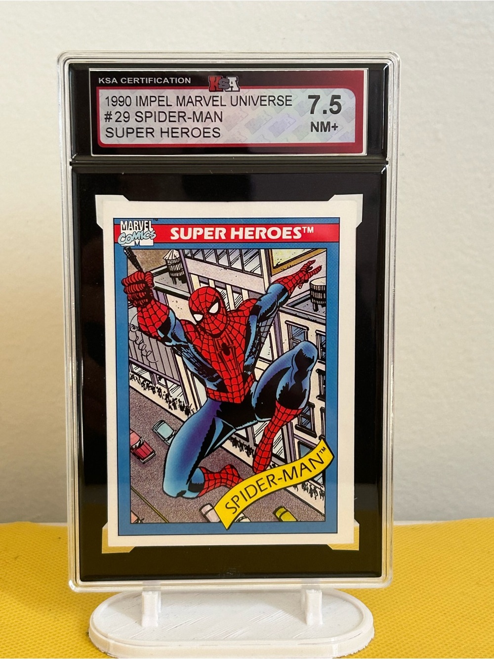 1990 Impel Marvel Universe Series 1 Spiderman Card #29 KSA 7.5